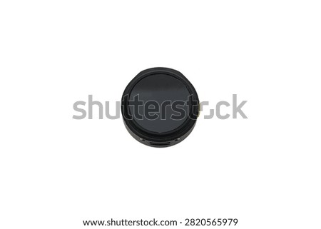Compact black wireless microphone transmitter with a USB-C charging port and side control button, isolated on a white background.
