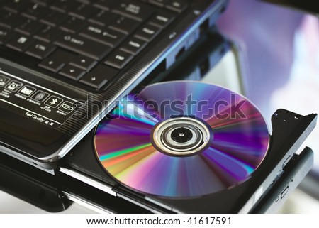 Compact disc and cd dvd recorder. Close up.