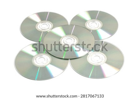 Compact Discs and DVDs Isolated on White Background for Data Storage and Media Concept