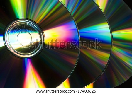 Compact discs raw reflecting ray of color