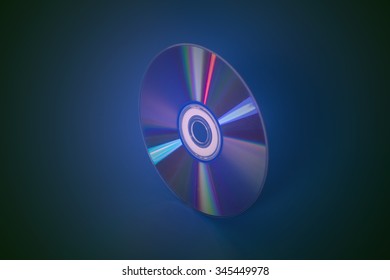 Compact disk on blue background