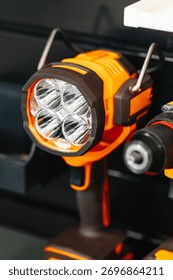 compact handheld torch with integrated led illumination mounted directly onto power drilling