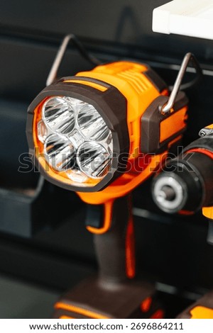 compact handheld torch with integrated led illumination mounted directly onto power drilling