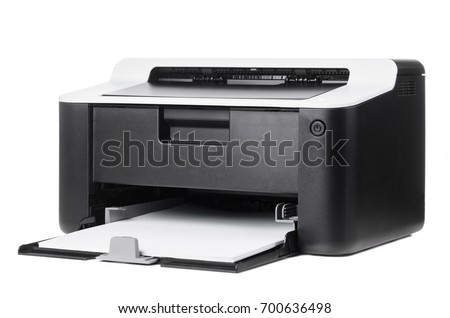 Compact laser home printer isolated on white background
