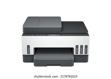 Compact laser printer isolated on white background