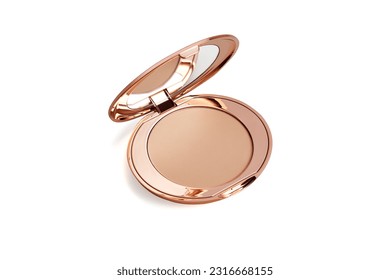 Compact make-up powder isolated on white background                               