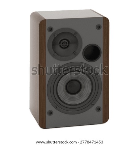 A compact speaker designed for audio playback with a modern aesthetic and dual-driver system.