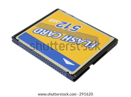 A CompactFlash memory card isolated on a white background
