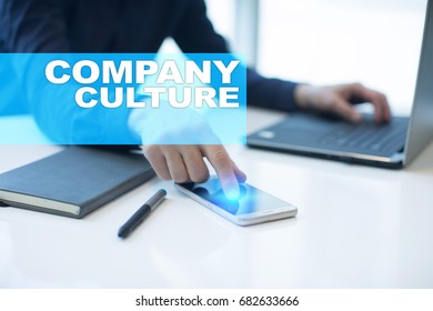 Company Culture Text On Virtual Screen. Business, Technology And Internet Concept. 