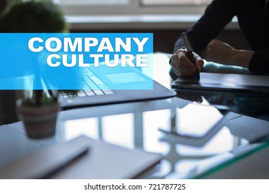 Company Culture Text On Virtual Screen. Business, Technology And Internet Concept. 