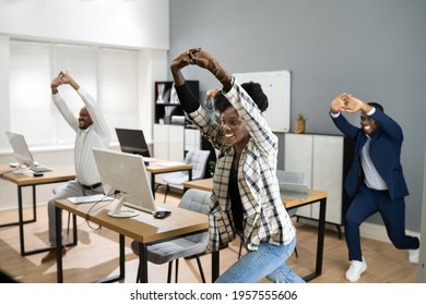 Company Fitness Stretch Exercise. African Corporate Business Group