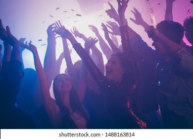 Company of nice glad positive excited carefree careless guys having fun spending free time social lifestyle at new cool modern bar place indoors - Shutterstock ID 1488163814