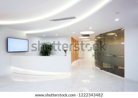 Company reception desk, space indoor photography