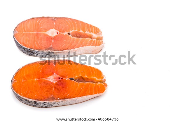 Comparison Between Wild Farmed Salmon Blocks Stock Photo Edit Now 406584736