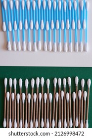 A Comparison Of Eco-friendly And Plastic Cotton Buds Flat Lay