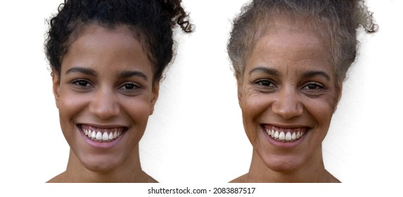 Comparison Fo The Same Woman In Different Ages, Aging And Youth Process, Beauty Treatment And Lifting