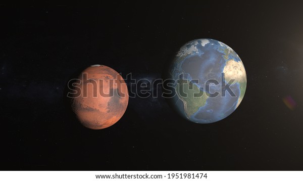 Comparison of the planets\
Mars and earth. Diameters of the planets Mars and Earth.\
Colonization of Mars. Mars is our future home. Space and planets of\
the solar system.