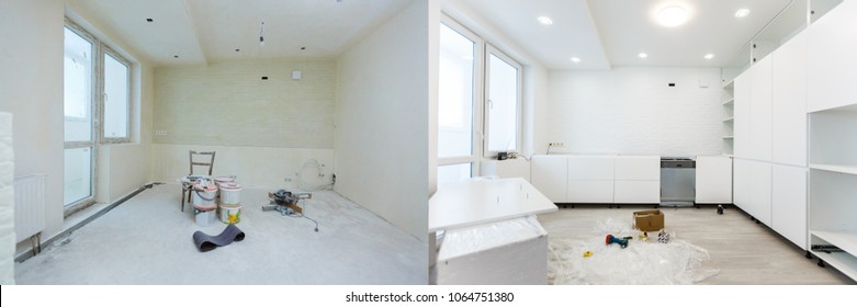 Comparison Of A Room In An Apartment Before And After Renovation New House