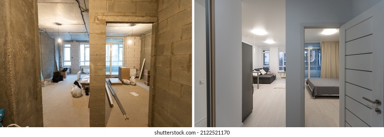 Comparison Of A Room In An Apartment Before And After Renovation New House