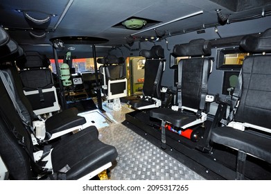 Compartment for landing troopers of an armored personnel carrier, Ukraine. - Shutterstock ID 2095317265