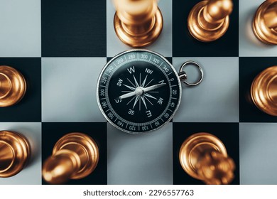 Compass Chess Piece On Chess Board Stock Photo 2260206627