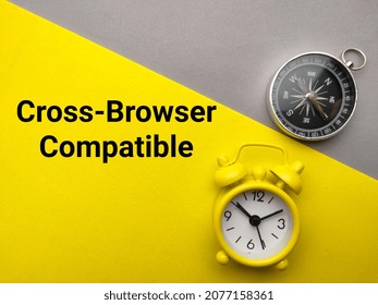 Compass and clock with text Cross Browser Compatible on colorful background.