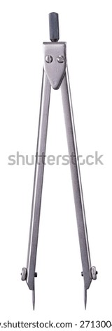 A compass for creating designs with two needles on an isolated background.