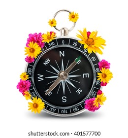Compass with flowers
