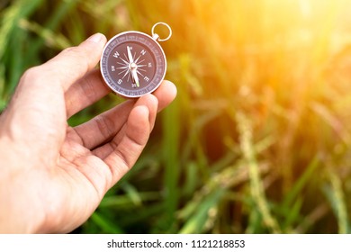 compass in the hand.