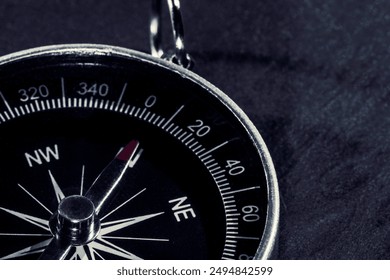 Compass On Black Background, Compass Copy Space - Powered by Shutterstock