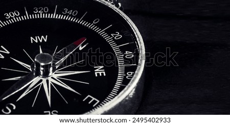 Compass On Black Background, Compass Copy Space