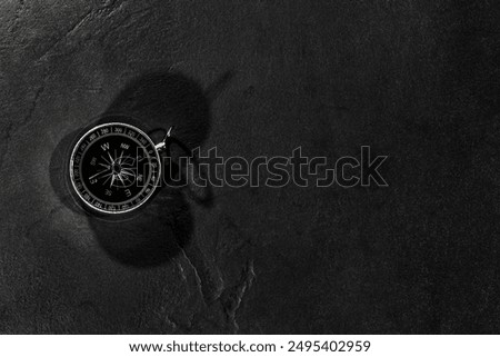 Compass On Black Background, Compass Copy Space