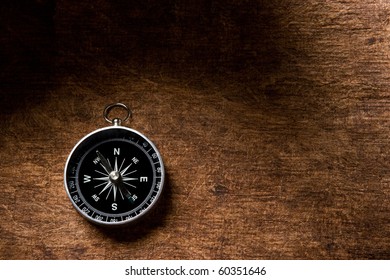 compass on a brown textured paper background