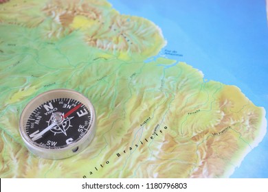 Compass on a map