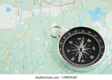Compass on map