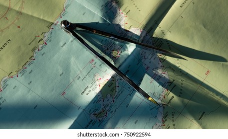Compass on the map