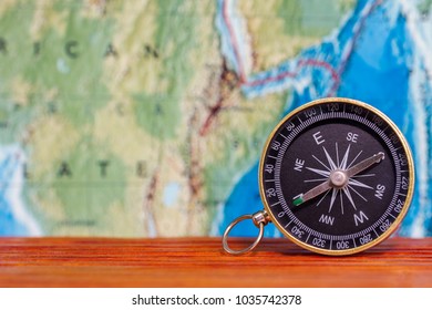 Compass On Map Stock Photo (Edit Now) 618814859