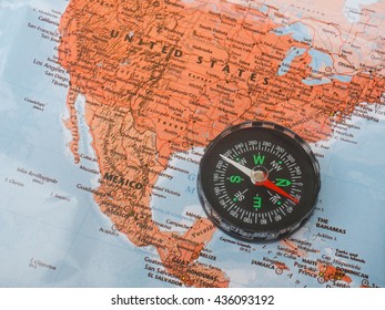 Compass On Map United State Stock - Compass On Map United State 260nw 436093192