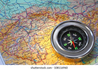 Compass Over Map