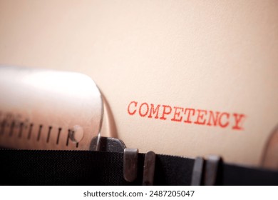 Competency word written with a typewriter.