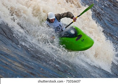 Competition Of Kayak Freestyle On Whitewater, Russia