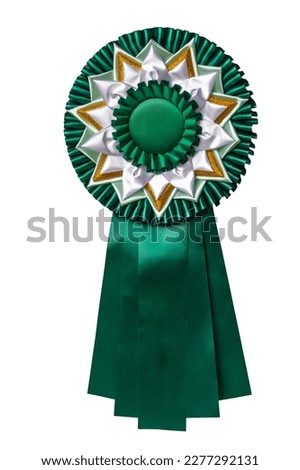 competition and show winner rosette, green, white, yellow