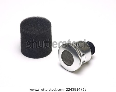 Complete alloy air filter for 1:10 RC nitro powered car with spare spunge. Isolated on white background.