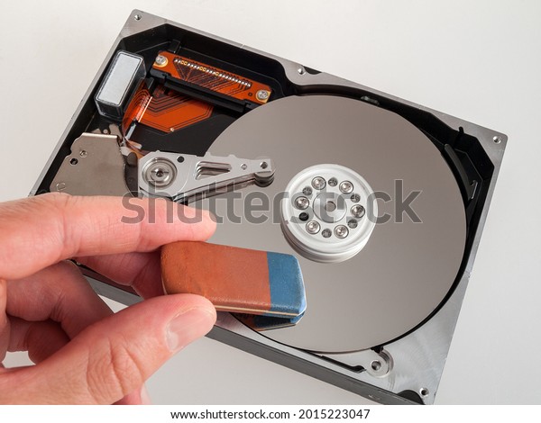 Complete erasure deletion of data on the drive,\
personal data protection, digital security, recovery of lost files\
on the computer, close\
up