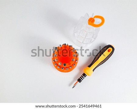 Complete mini screwdriver set isolated on white background
