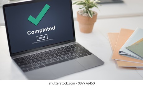 Completed Accomplishment Achievement Finished Success Concept - Shutterstock ID 387976450