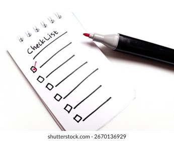 Completed items with checkboxes on a white background. Place for your text