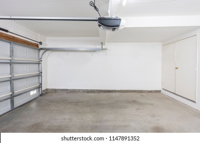 Completely Empty Two Car Suburban Garage Interior.  