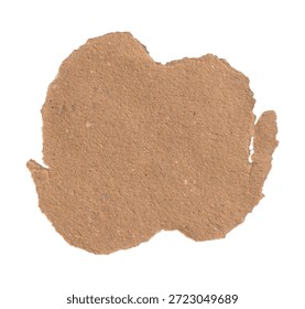 A completely irregular, roundish blob or patch of brown kraft paper with entirely torn and rough edges.