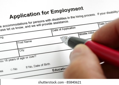 Completing an job application form with focus on heading - Shutterstock ID 85840621
